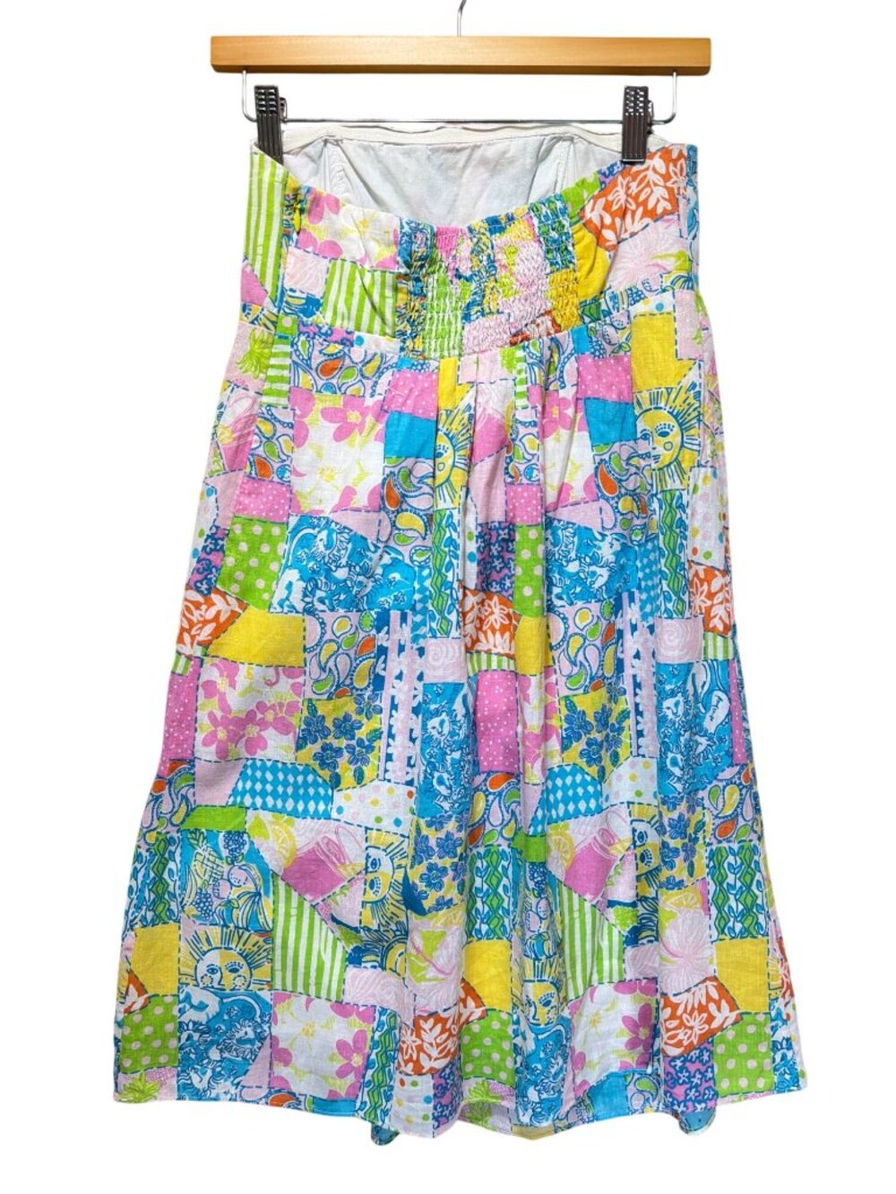 Lilly Pulitzer Vintage Y2K Gweneth Babydoll Loco Patch Madras Strapless Sun Dres - Picture 6 of 8